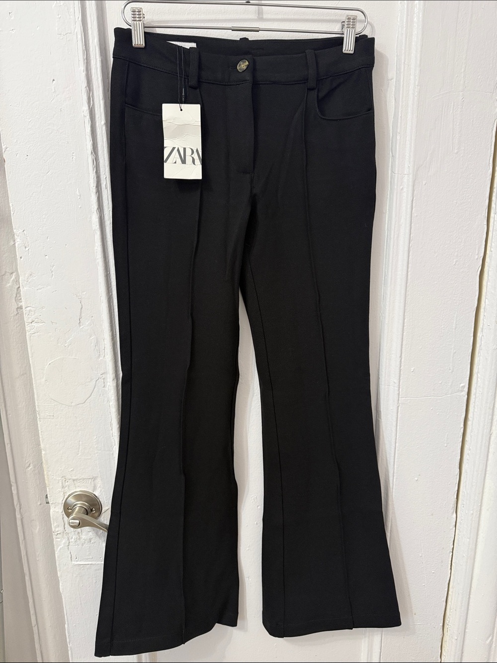 ZARA Black Flared Ponte Trousers